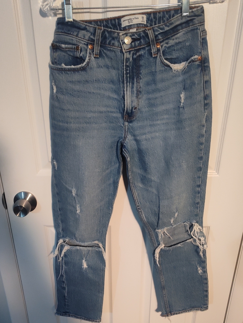 Abercrombie & Fitch Light Blue Distressed High-Rise Jeans